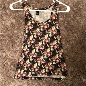 Black floral tank